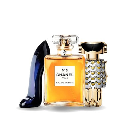 Cofanetto esclusivo con tre profumi: Carolina Herrera GOOD GIRL, Chanel Nº5 e Paco Rabanne FAME